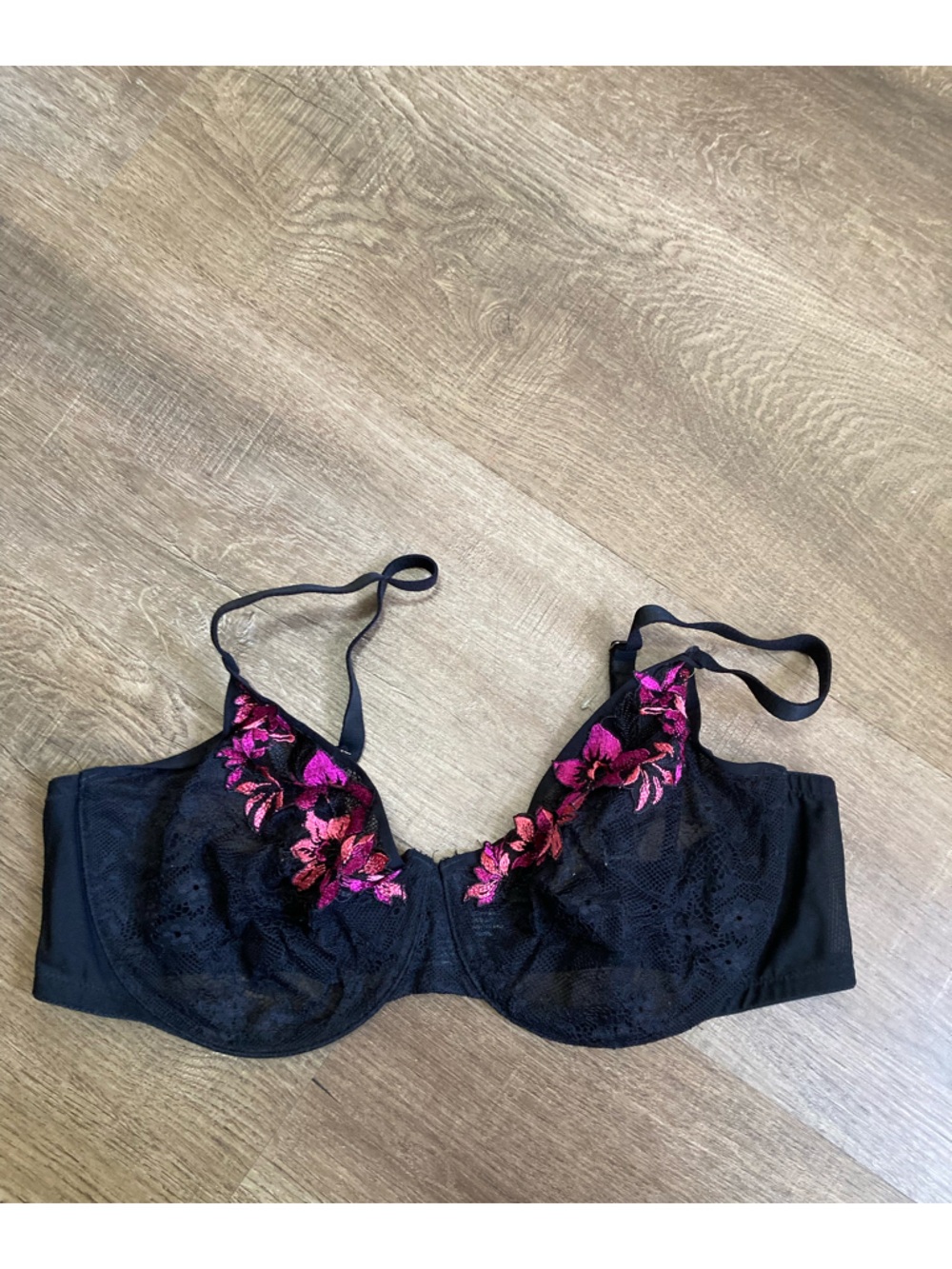 Soma Vintage Romance Full Coverage Floral Black Bra Size 38DD